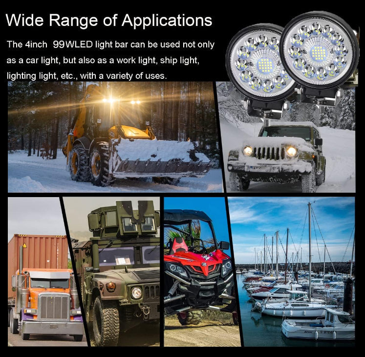 Faro Caminero Redondo 33 LED 99W Alta/Baja/Flash-Faro Caminero-Multishop Uruguay