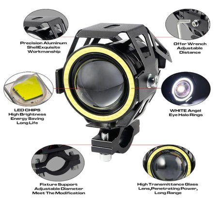 Faro Led Antiniebla Ojo de Angel Blanco U7-Faros Motos-Multishop Uruguay