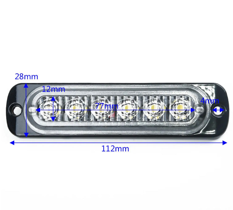 Faro Led Destellante 12v 6 Led - Ambar, Azul, Blanco o Rojo-Faro Caminero-Multishop Uruguay