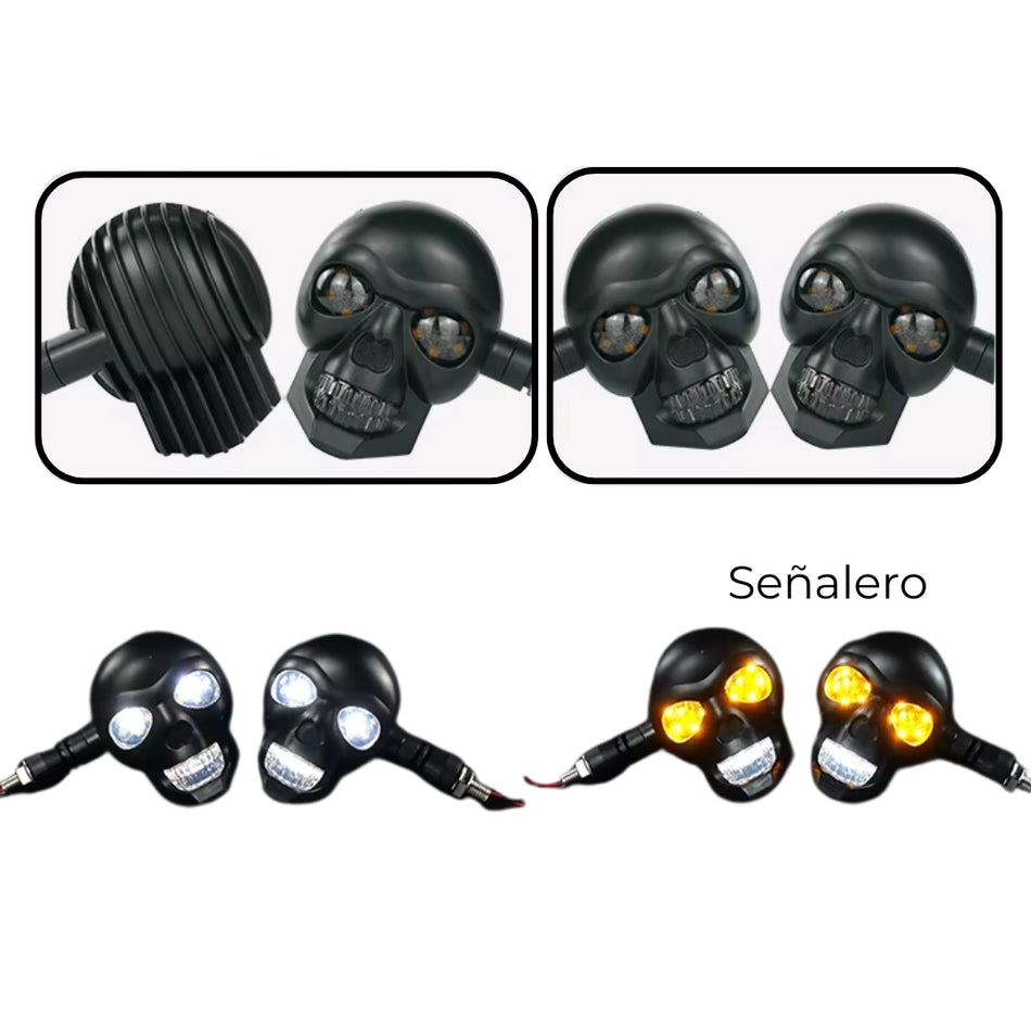 Faro señalero moto 12-80V 6W con luz blanca y ámbar-Señaleros Motos-Multishop Uruguay