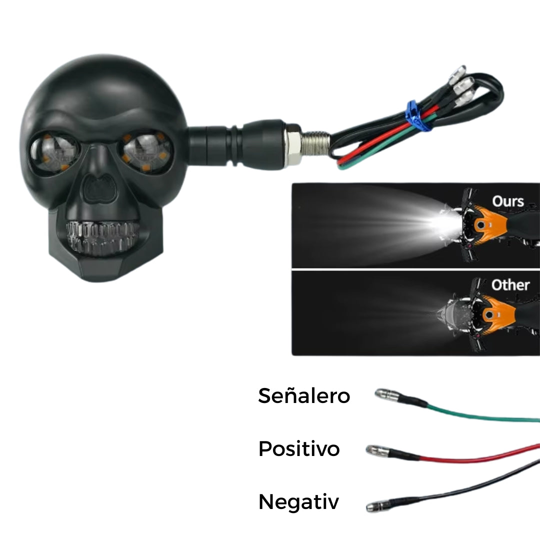 Faro señalero moto 12-80V 6W con luz blanca y ámbar-Señaleros Motos-Multishop Uruguay