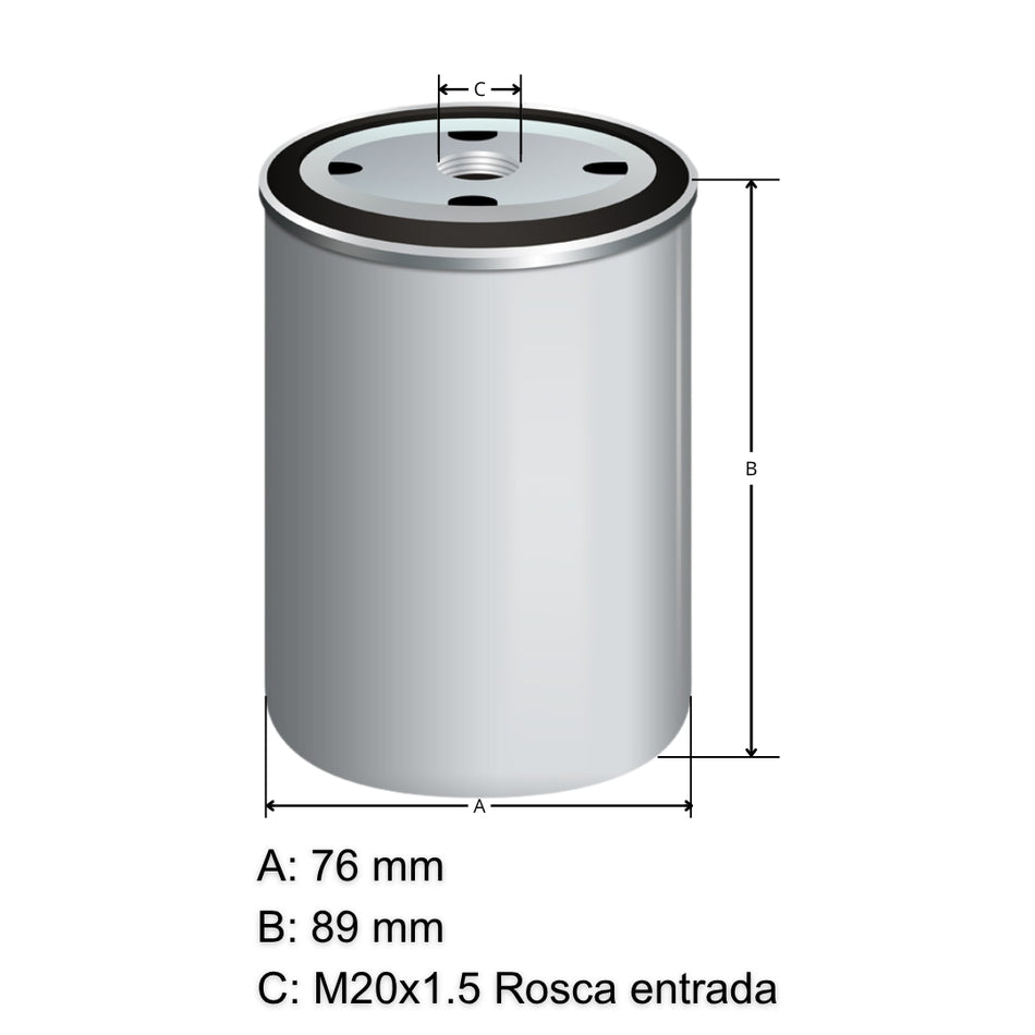 Filtro Aceite Citroen Peugeot Fiat 88mm M20x1.5-Filtros de Aceite-Multishop Uruguay