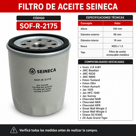 Filtro de Aceite Isuzu 2.8 4JB1 Foton/Jac-Filtros de Aceite-Multishop Uruguay