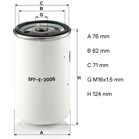 Filtro de Combustible Scania Volvo M16x1.5-De Gas Oil-Multishop Uruguay