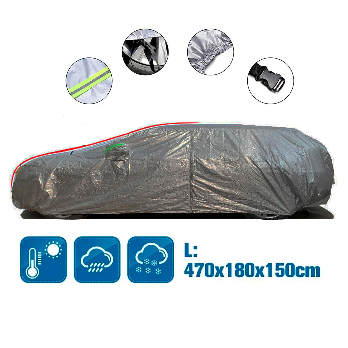 Funda Cobertor Cubre Auto Calidad Premium Con Puerta Lateral-Cubreautos-Multishop Uruguay