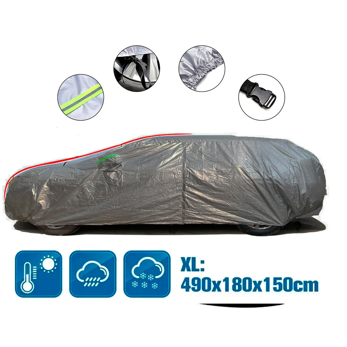 Funda Cobertor Cubre Auto Calidad Premium Con Puerta Lateral-Cubreautos-Multishop Uruguay