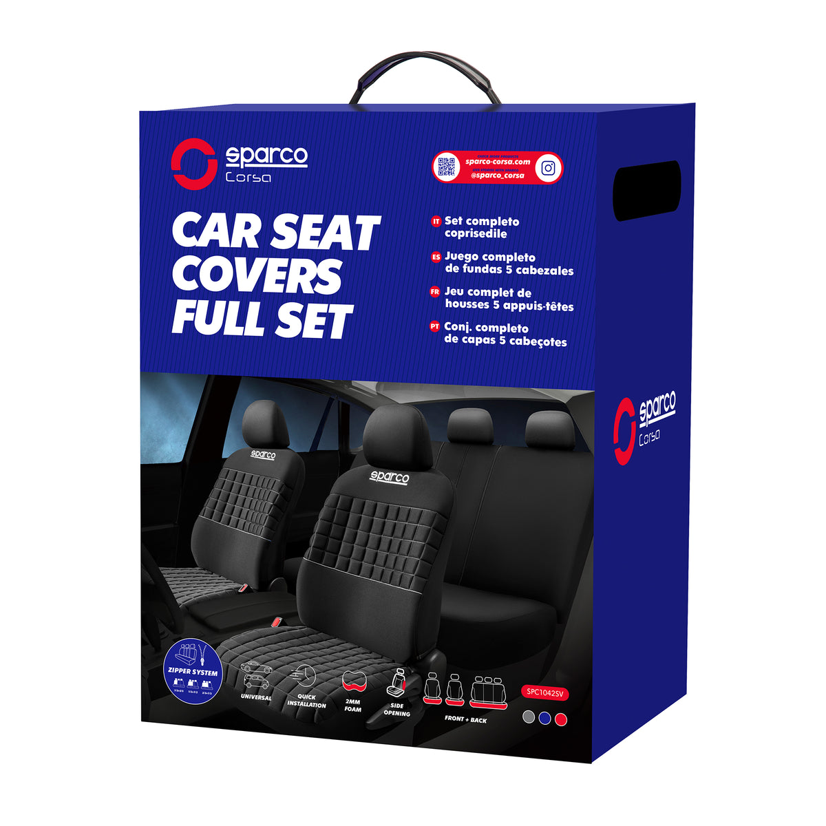 Fundas Cubreasientos Sparco Universal Polyester + Espuma-Cubreasientos Universales-Multishop Uruguay
