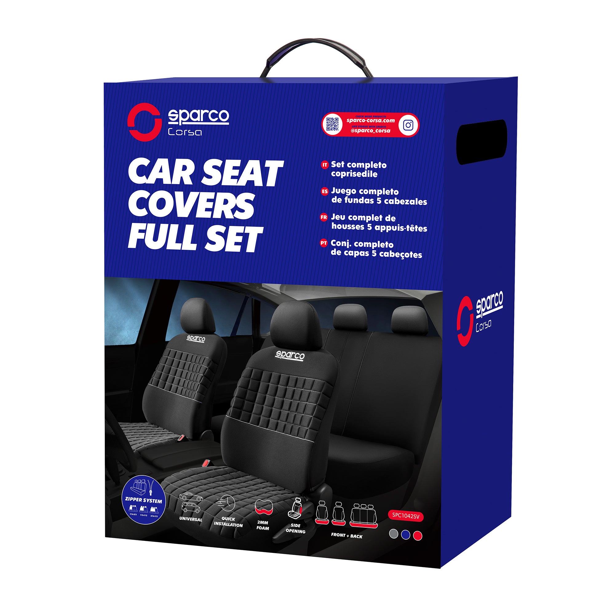 Fundas Cubreasientos Sparco Universal Polyester + Espuma-Cubreasientos Universales-Multishop Uruguay
