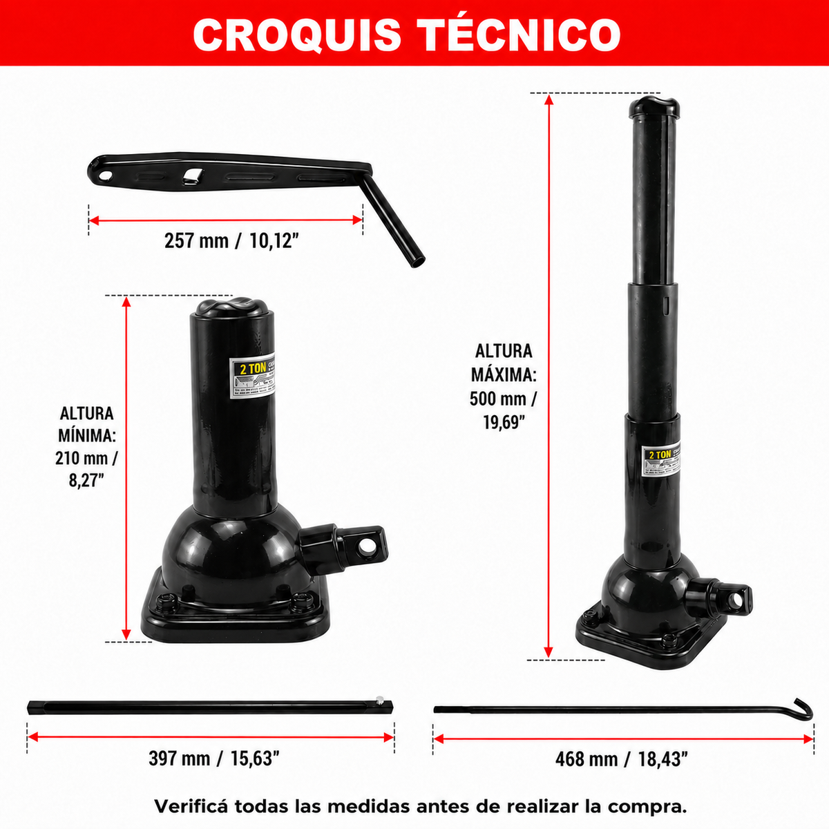 Gato Botella Mecánico 2 Ton para Pick Up-Gatos Hidraulicos-Multishop Uruguay