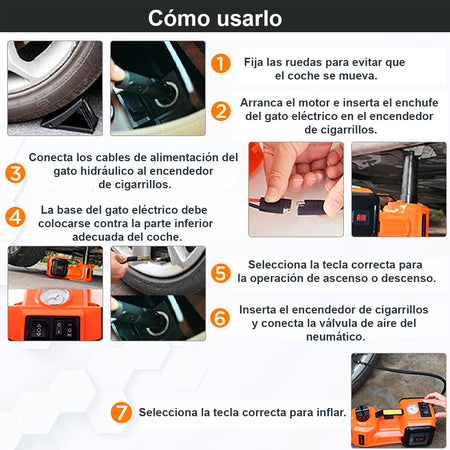 Gato Hidráulico Eléctrico 5 Toneladas + Compresor Inflador + Maletín-Gatos Hidraulicos-Multishop Uruguay