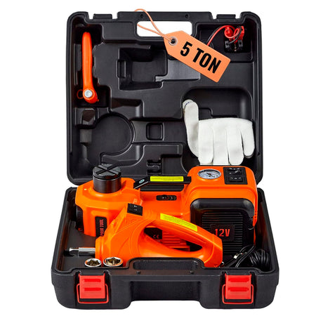 Gato Hidráulico Eléctrico 5 Toneladas + Compresor Inflador + Maletín-Gatos Hidraulicos-Multishop Uruguay