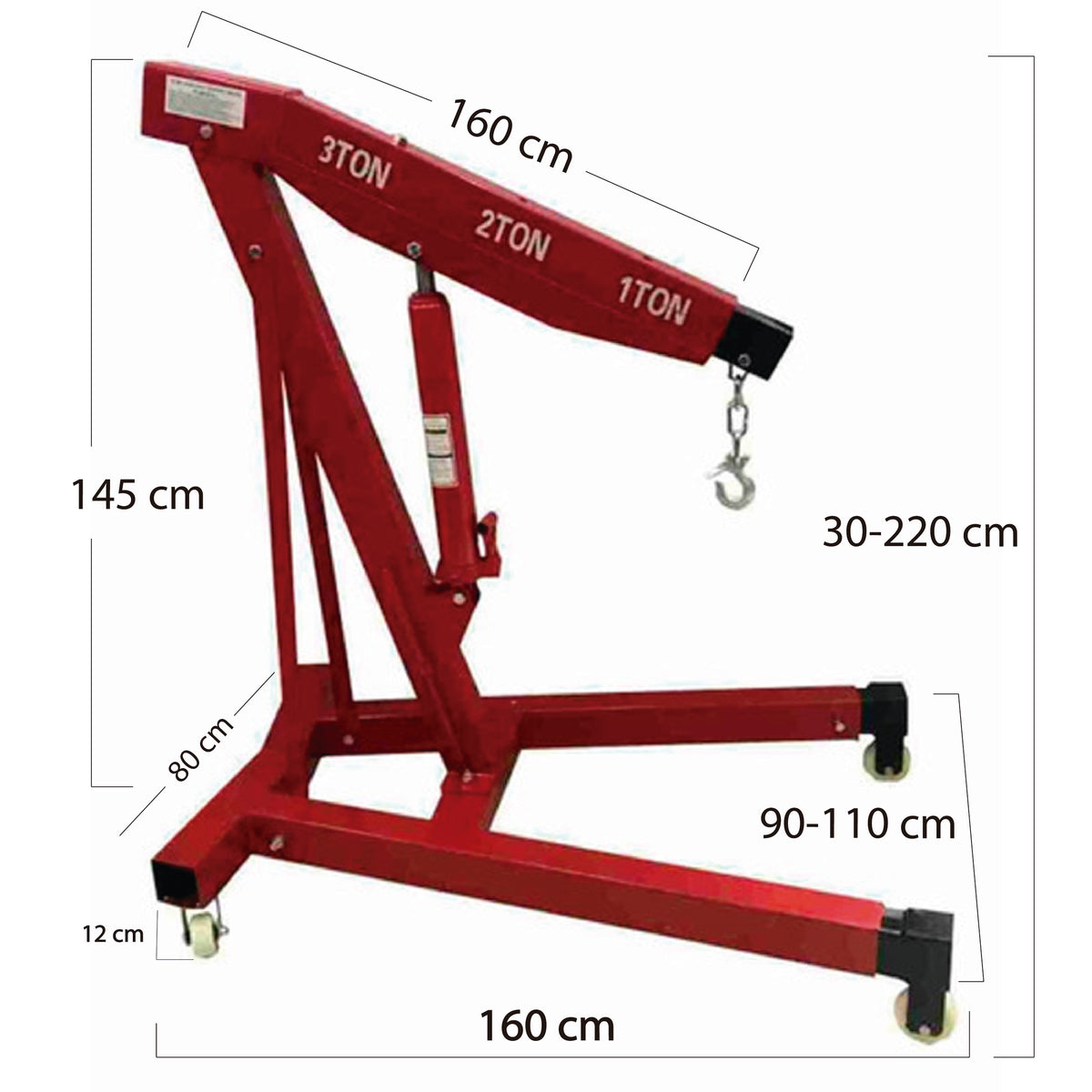 Grúa Pluma hidráulica plegable 3T para motores y talleres-Gruas-Multishop Uruguay