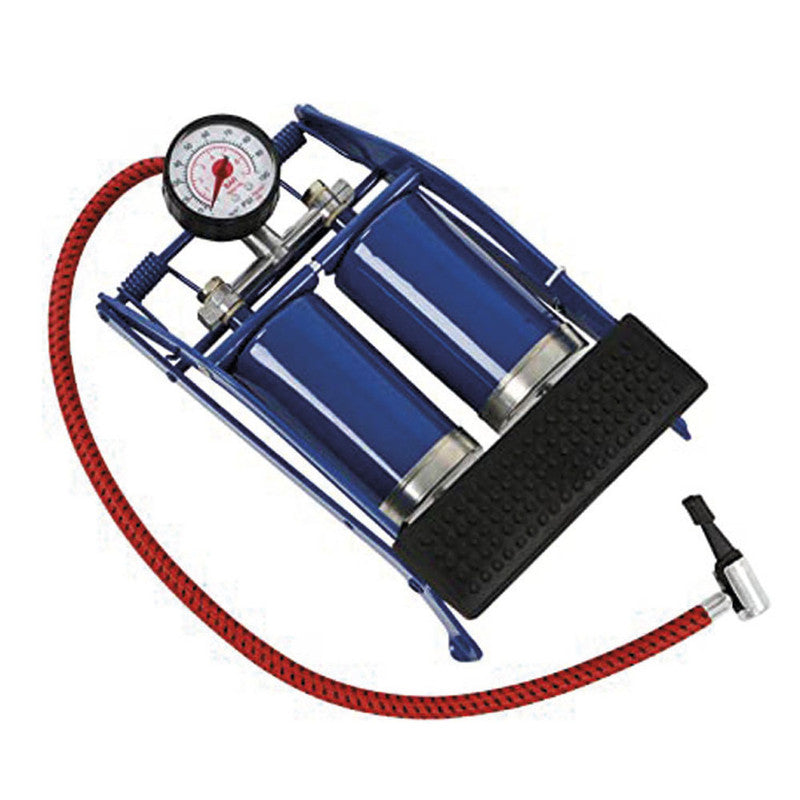 Inflador De Pie Con Manometro Doble Pistón Auto-Infladores-Multishop Uruguay