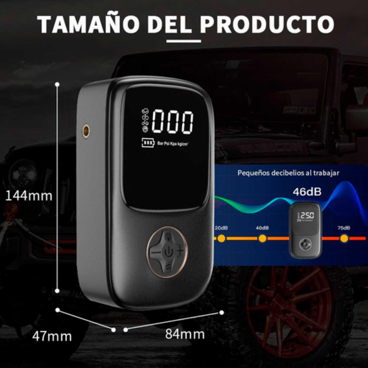 Inflador Portátil 4000mAh Auto Moto Bicicleta Power Bank LCD LED-Infladores-Multishop Uruguay