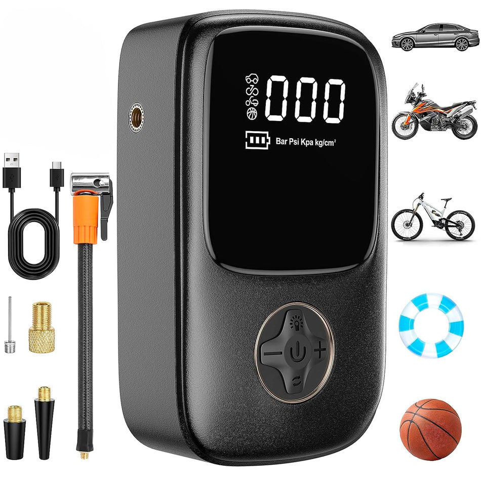Inflador Portátil 4000mAh Auto Moto Bicicleta Power Bank LCD LED-Infladores-Multishop Uruguay