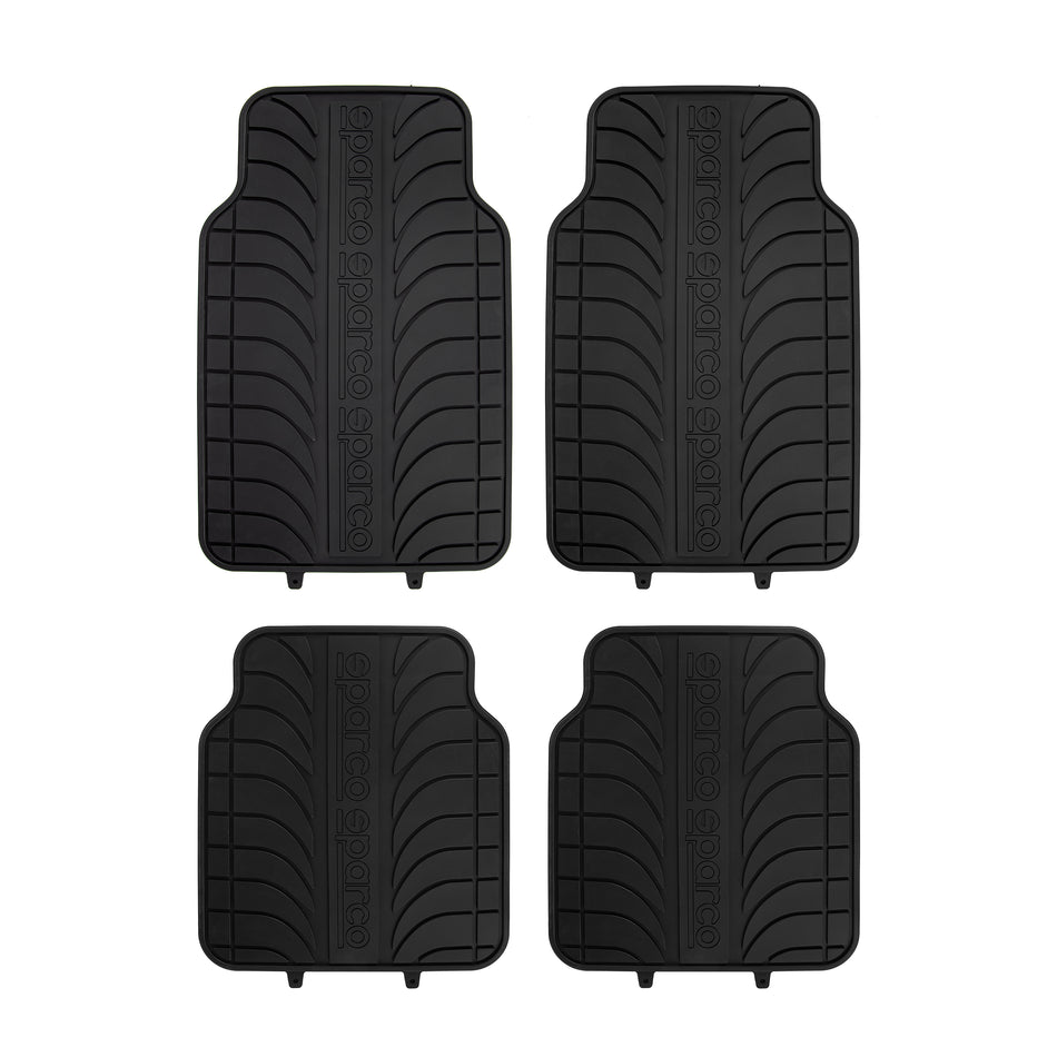 Juego Alfombras Auto Sparco PVC Universal Negro 4 Piezas-Alfombras Universales-Multishop Uruguay