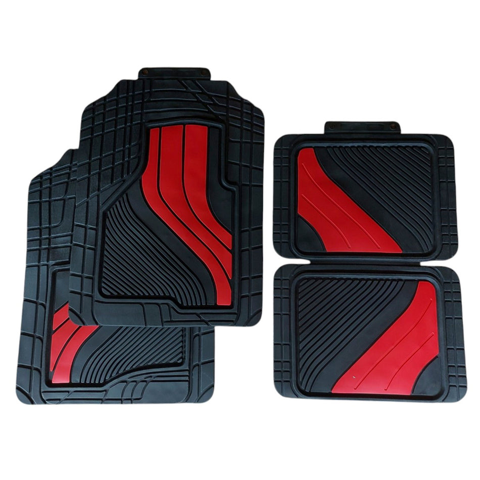 Juego Alfombras Universales Tipo Bandeja 3 Líneas Rojas Curvas-Alfombras Universales-Multishop Uruguay