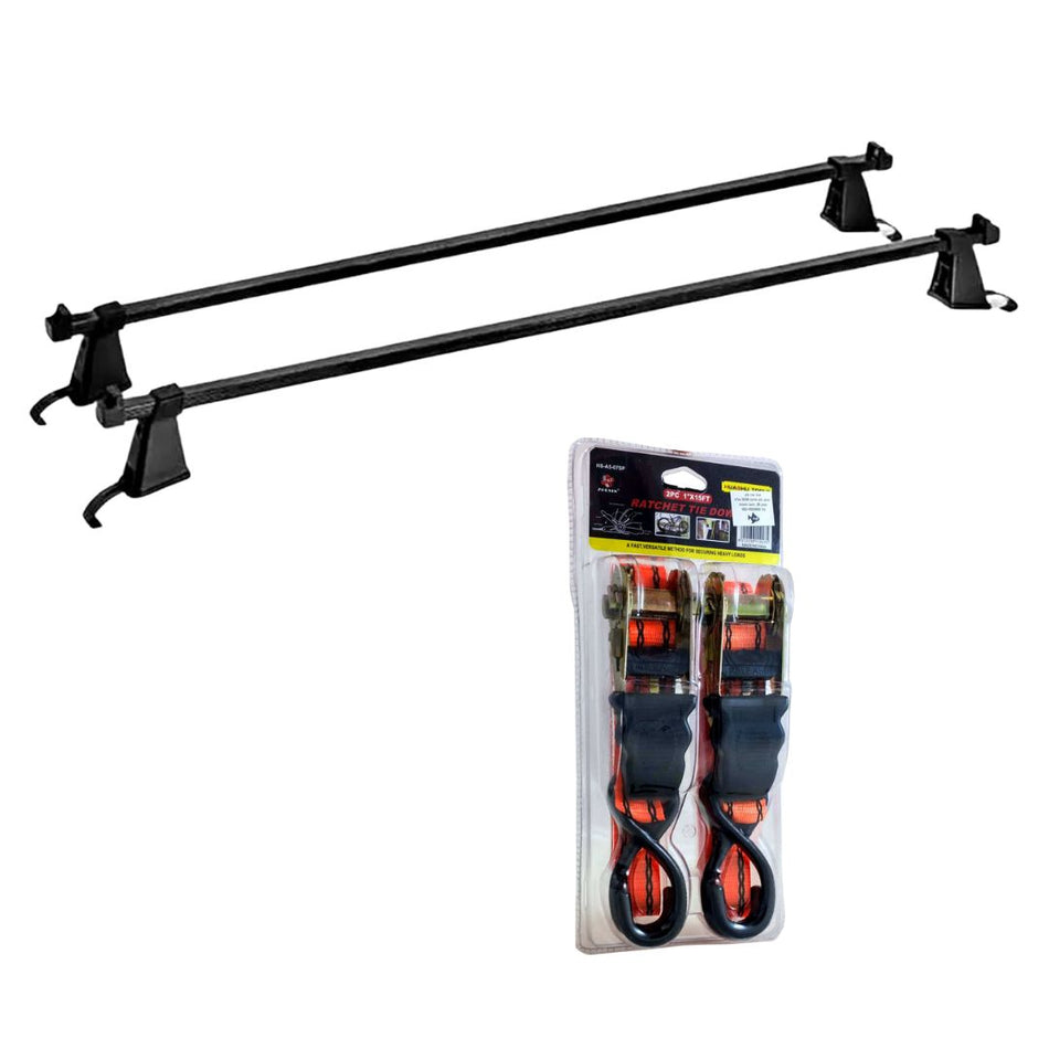 Juego Barras de Techo Sin Gotero + Cintas Sujeta Carga 4,5 m-Combos Accesorios-Multishop Uruguay