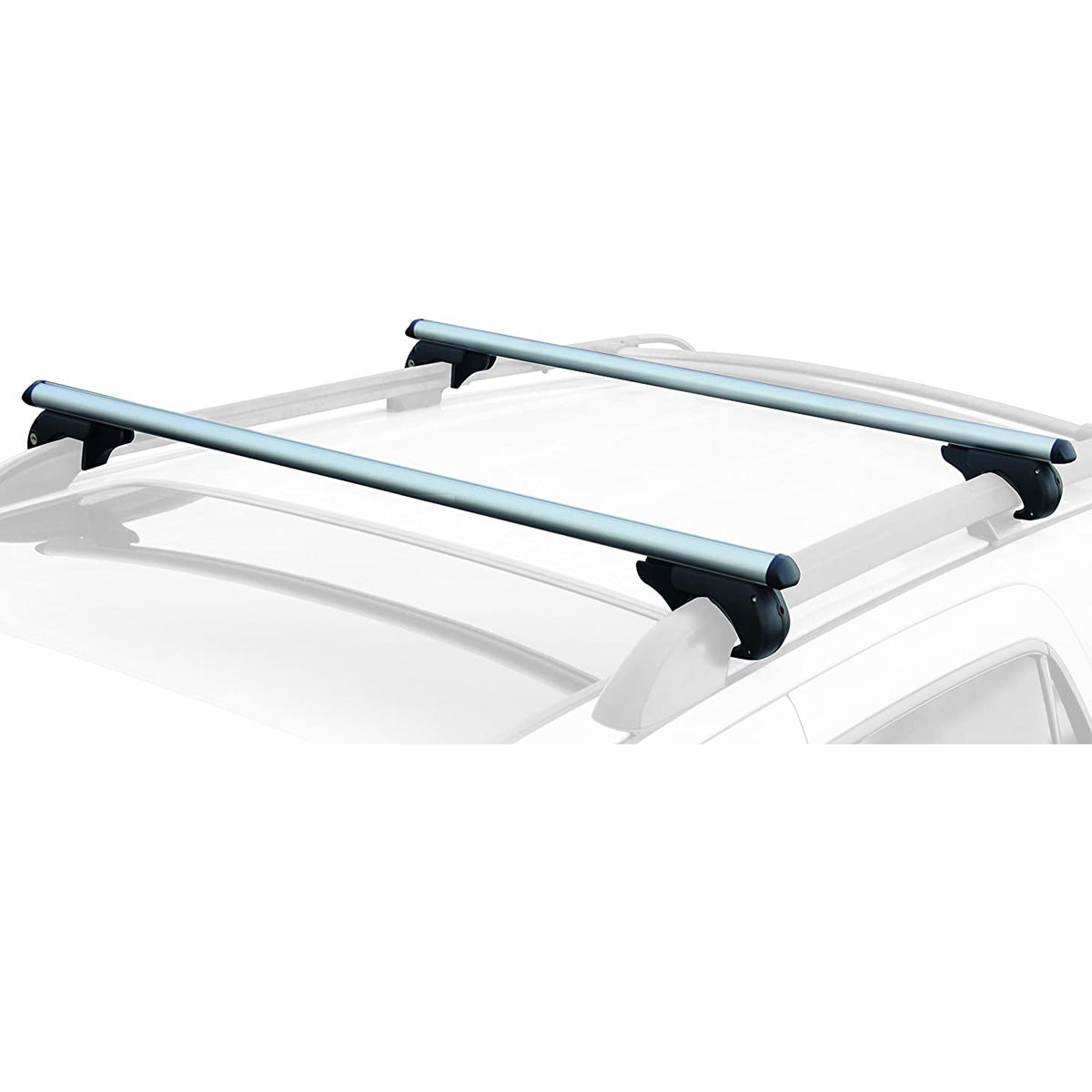 Juego Barras de Techo Transversales Aluminio para rieles elevados-Portaequipajes-Multishop Uruguay