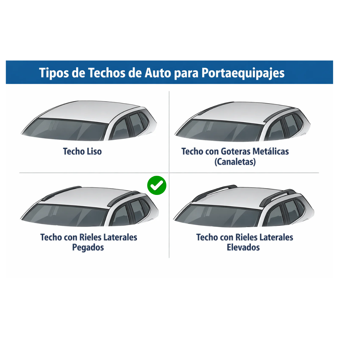 Juego Barras De Techo Transversales Aluminio para rieles pegados-Portaequipajes-Multishop Uruguay