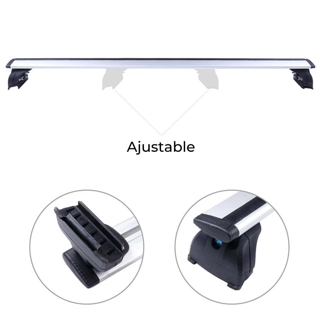 Juego Barras De Techo Transversales Aluminio para rieles pegados-Portaequipajes-Multishop Uruguay