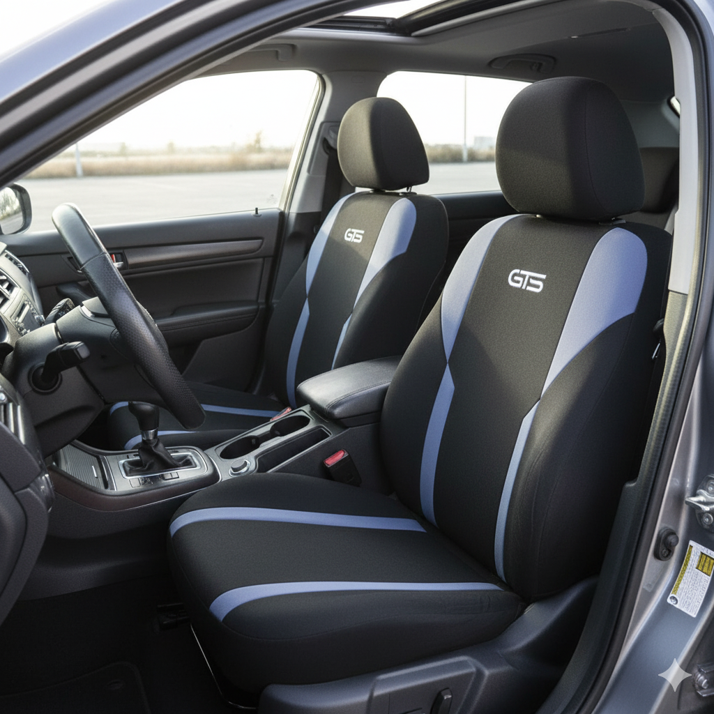 Juego Cubreasientos Auto Tela Universal 9 Piezas - Gris, Roja, Azul o Negra-Cubreasientos Universales-Multishop Uruguay