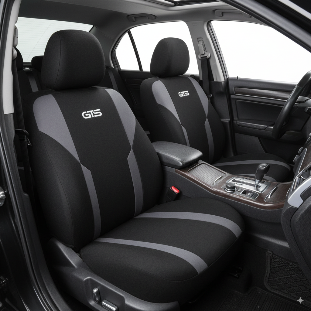 Juego Cubreasientos Auto Tela Universal 9 Piezas - Gris, Roja, Azul o Negra-Cubreasientos Universales-Multishop Uruguay