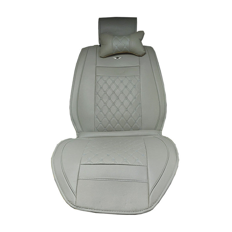 Juego Cubreasientos para auto Eco Cuero Gris Hilo Blanco-Cubreasientos Universales-Multishop Uruguay