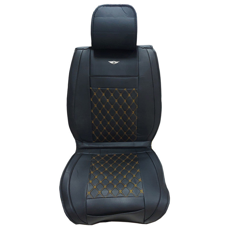 Juego Cubreasientos para auto Eco Cuero Negro Hilo Amarillo-Cubreasientos Universales-Multishop Uruguay