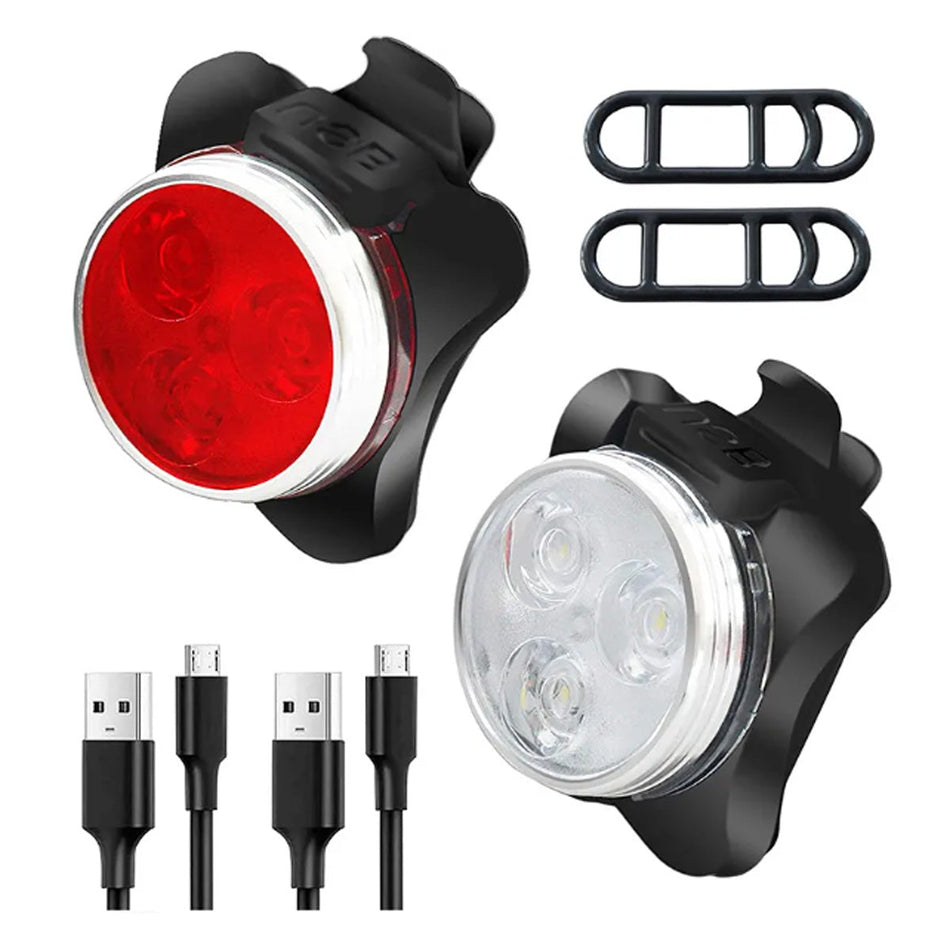 Juego de luces de bicicleta recargables por USB-Bicicletas-Multishop Uruguay