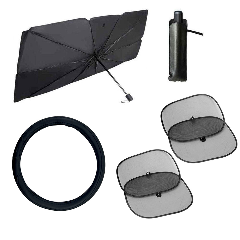 Kit 1 Parasol Paraguas + 1 Cubrevolante + 4 Cortinas-Multishop Uruguay