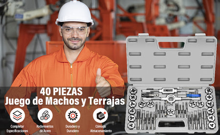 Kit Juego de Terrajas y Machos 40 Piezas Métrico + NTP-Terrajas-Multishop Uruguay