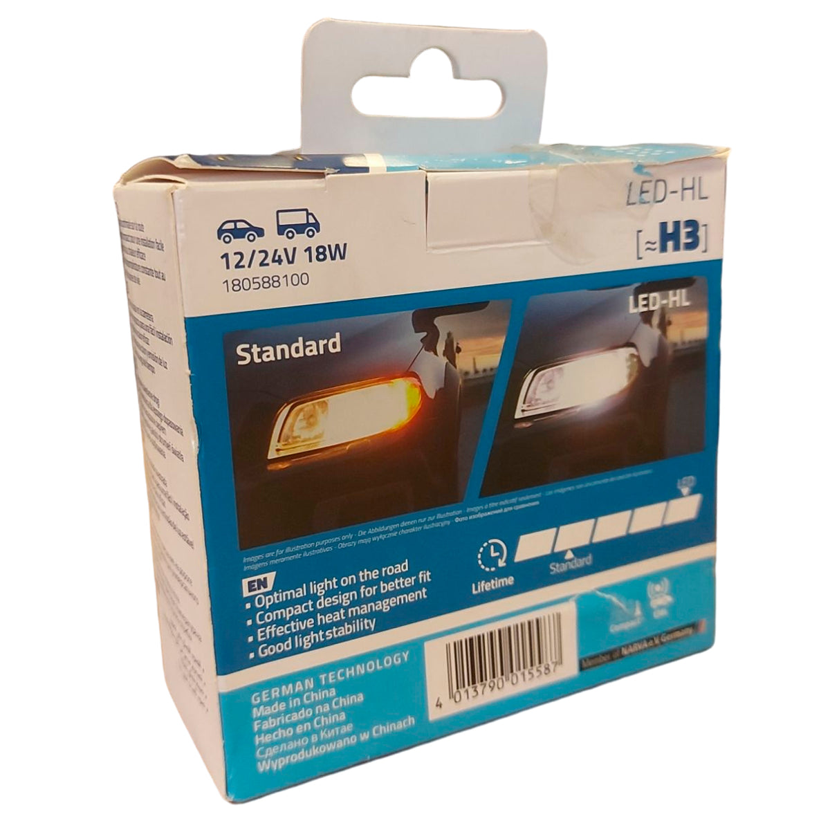 Kit Lamparas Led 12/24V 18W H3 Narva 6500K Pk22S-Kit Led H3-Multishop Uruguay