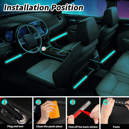 Kit Luces Interior Auto RGB Con Control Remoto-Plafon Interno-Multishop Uruguay
