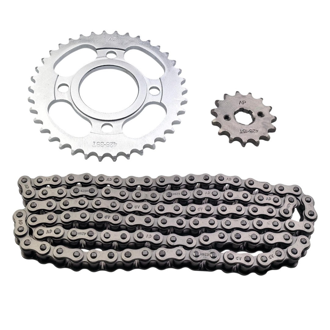 Kit Transmisión CG125 428H Reforzado 38T 15T-Kit transmisión motos-Multishop Uruguay