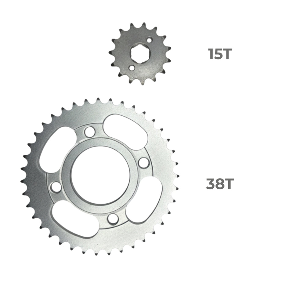 Kit Transmisión CG125 Reforzado 428H Corona 38T Piñón 15T-Kit transmisión motos-Multishop Uruguay