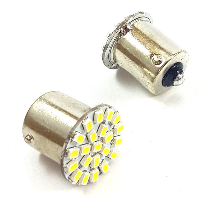 Lampara Ba15S 22 Led Blanca 1 Polo Frontal x2 Un-Lamparas Led-Multishop Uruguay