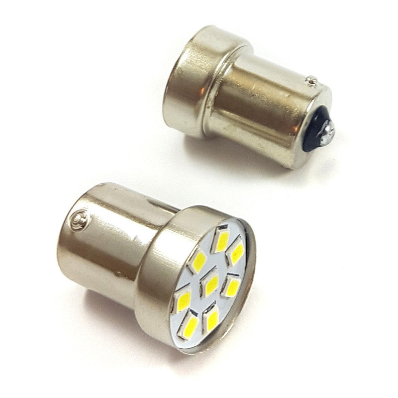 Lampara Ba15S 8 Led Blanca 1 Polo Frontal x2 Un-Lamparas Led-Multishop Uruguay