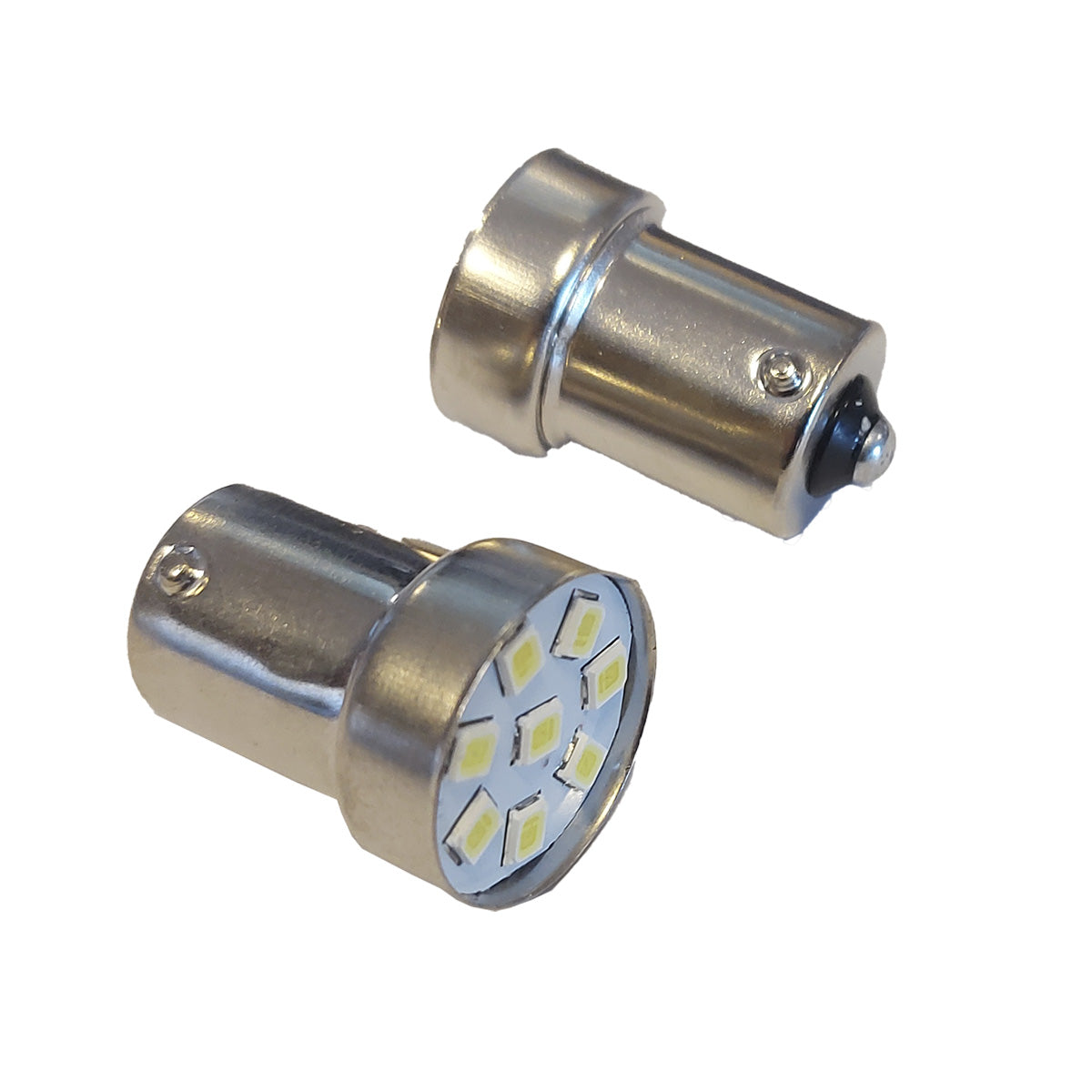 Lampara Ba15S 8 Led Blanca 1 Polo Frontal x2 Un-Lamparas Led-Multishop Uruguay