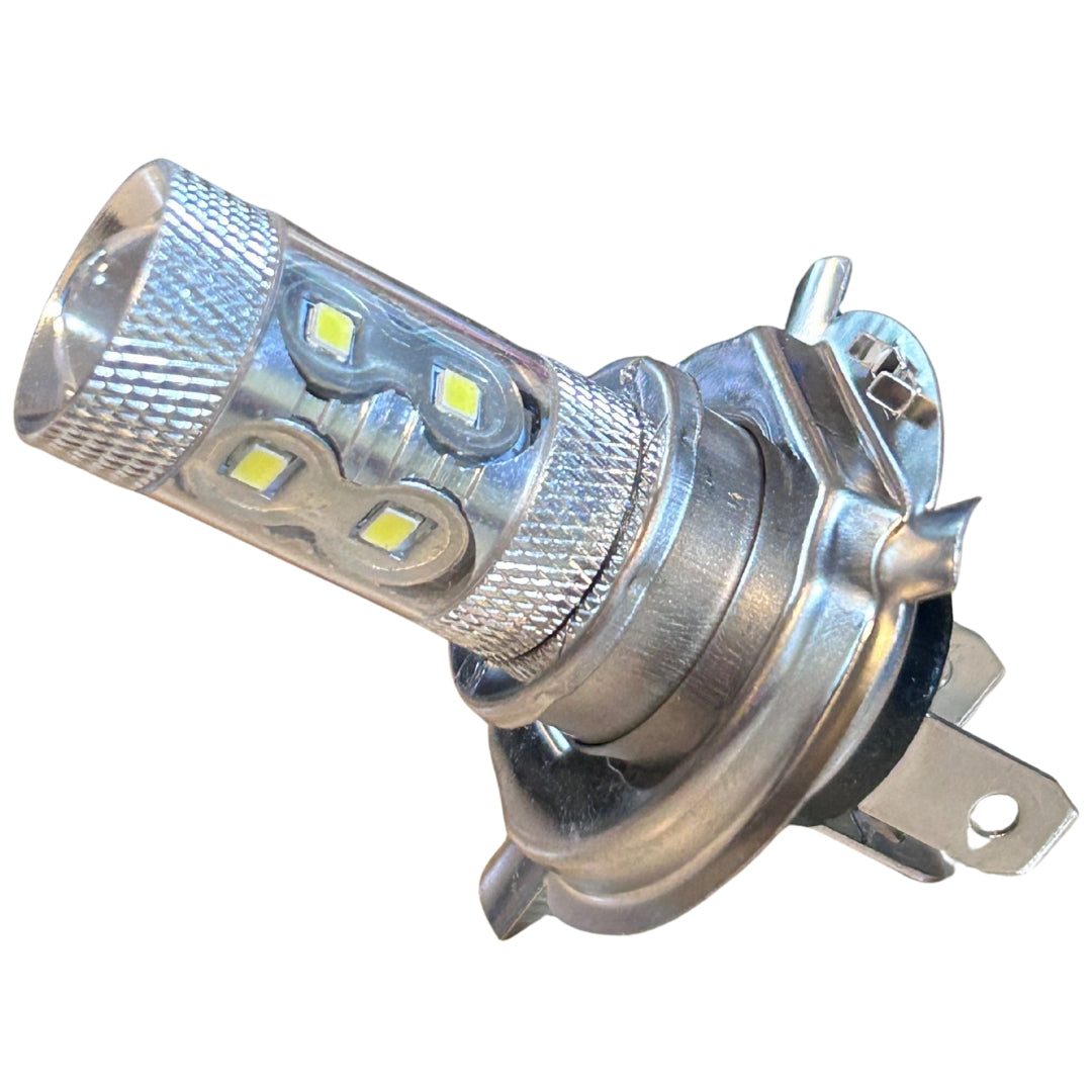 Lámpara LED H4 con lupa para moto 12-24V luz blanca-Lamparas motos-Multishop Uruguay