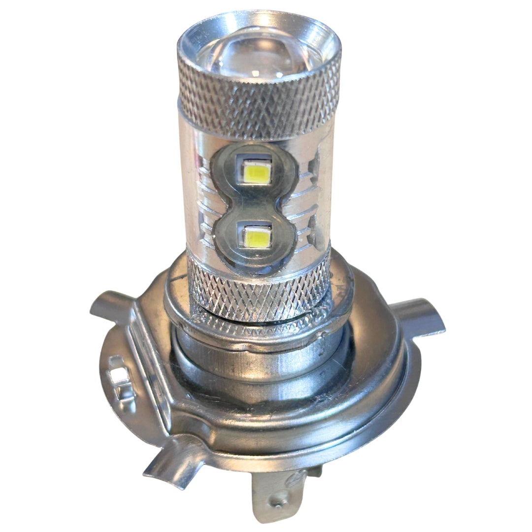 Lámpara LED H4 con lupa para moto 12-24V luz blanca-Lamparas motos-Multishop Uruguay