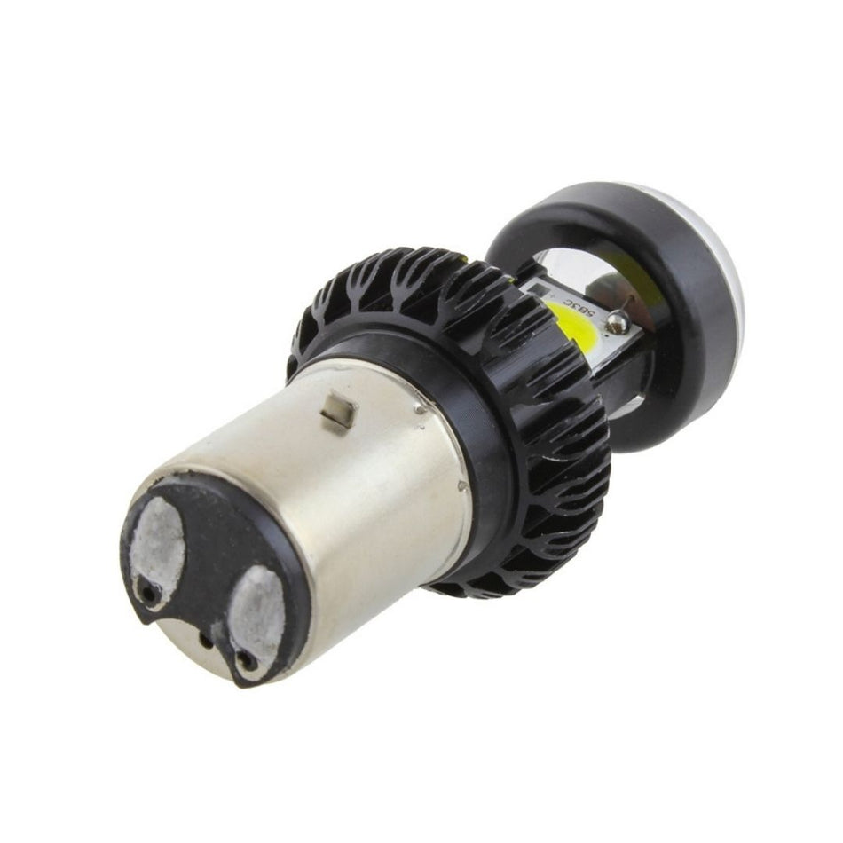 Lámpara LED Moto BA20D Alta y Baja 12V-80V 24W con Lupa-Lamparas motos-Multishop Uruguay