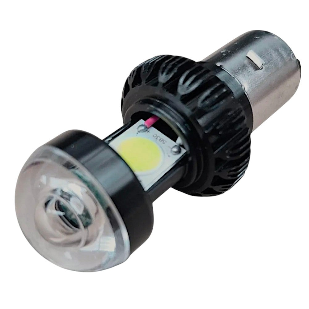 Lámpara LED Moto BA20D Alta y Baja 12V-80V 24W con Lupa-Lamparas motos-Multishop Uruguay
