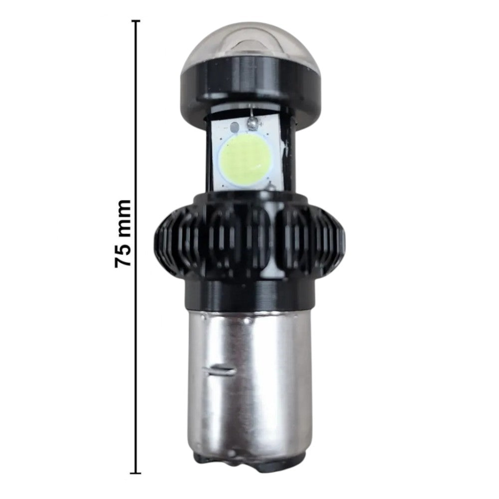 Lámpara LED Moto BA20D Alta y Baja 12V-80V 24W con Lupa-Lamparas motos-Multishop Uruguay