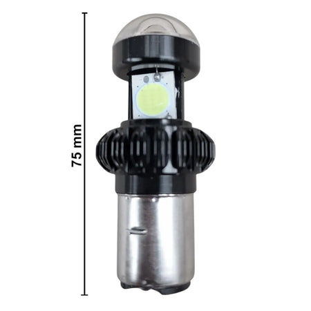 Lámpara LED Moto BA20D Alta y Baja 12V-80V 24W con Lupa-Lamparas motos-Multishop Uruguay