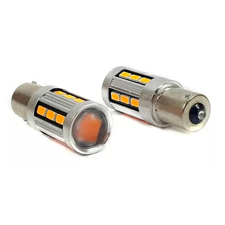 Lampara S25 18 Led Ámbar Bau15s 1 Polo Canbus 12v 24v X2 Un.-Lamparas S25-Multishop Uruguay