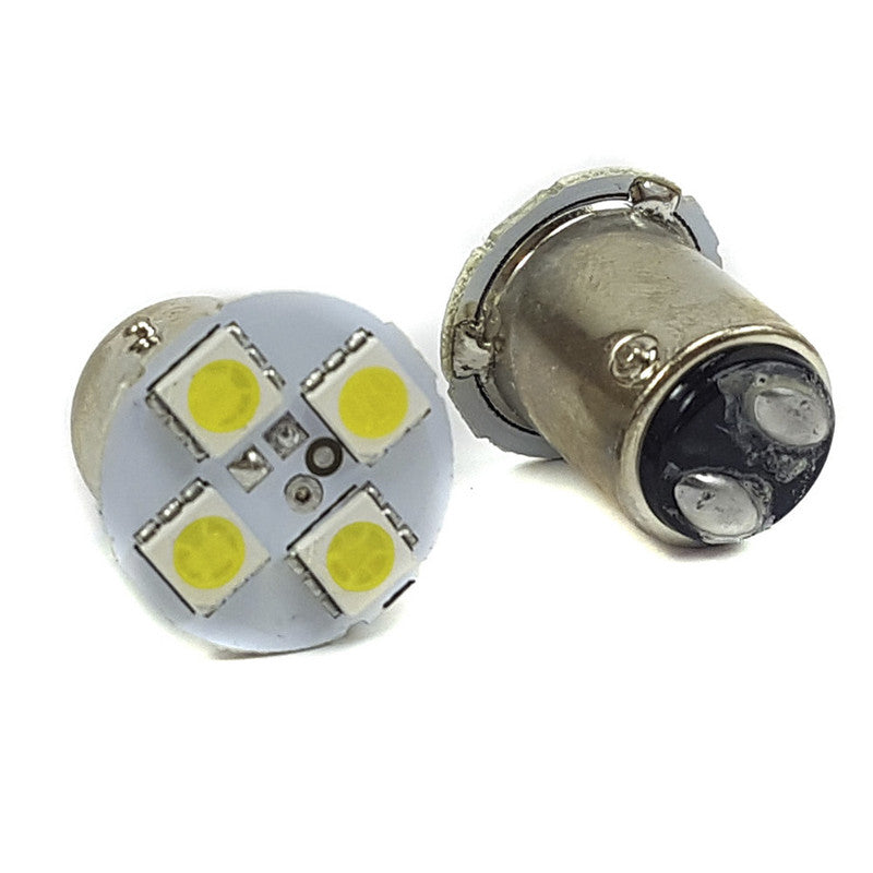 Lampara S25 4 Led Blanca 2 Polos Frontal x2 Un-Lamparas S25-Multishop Uruguay