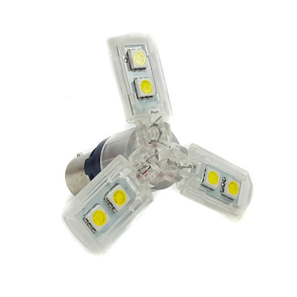 Lampara S25 6 Led Blanca 2 Polos Helice-Lamparas S25-Multishop Uruguay