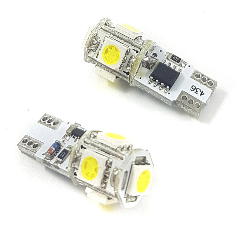 Lampara T10 5 Led Blanca 5050 Flash x2 Un-Lamparas T10-Multishop Uruguay