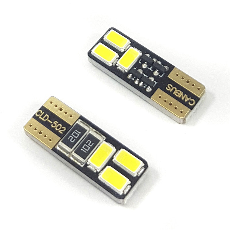 Lampara T10 6 Led Blanca 5050 Canbus Plana x2 Un-Lamparas T10-Multishop Uruguay